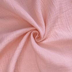 Ткань Муслин Жатый (Ширина 1,4м), цвет Нежно-Розовый (на отрез) в Ногинске