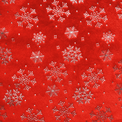Ткань Искусственный Мех Коротковорсовый 190 гр/м2 (Ширина 150см), принт Снежинки на красном в Ногинске